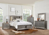 Tamsin Silver/Gray Metallic LED Upholstered Storage Platform Bedroom Set by Homelegance at Eve Furniture