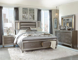 Tamsin Silver/Gray Metallic LED Upholstered Storage Platform Bedroom Set by Homelegance at Eve Furniture