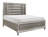 Tamsin Silver/Gray Metallic Queen LED Upholstered Storage Platform Bed by Homelegance at Eve Furniture