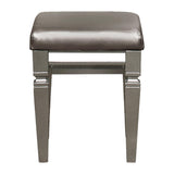 Tamsin Silver/Gray Metallic Vanity Stool by Homelegance at Eve Furniture