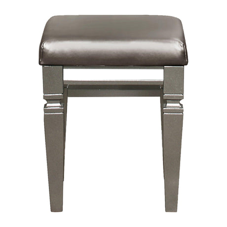 Tamsin Silver/Gray Metallic Vanity Stool by Homelegance at Eve Furniture