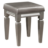 Tamsin Silver/Gray Metallic Vanity Stool by Homelegance at Eve Furniture