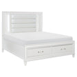 Tamsin White Queen LED Upholstered Storage Platform Bed by Homelegance at Eve Furniture