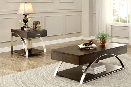 Tioga Espresso/Chrome End Table by Homelegance at Eve Furniture