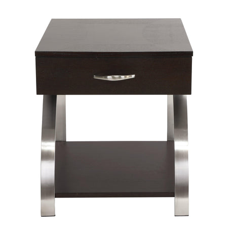 Tioga Espresso/Chrome End Table by Homelegance at Eve Furniture
