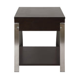 Tioga Espresso/Chrome End Table by Homelegance at Eve Furniture