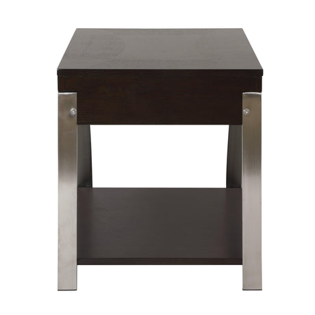 Tioga Espresso/Chrome End Table by Homelegance at Eve Furniture
