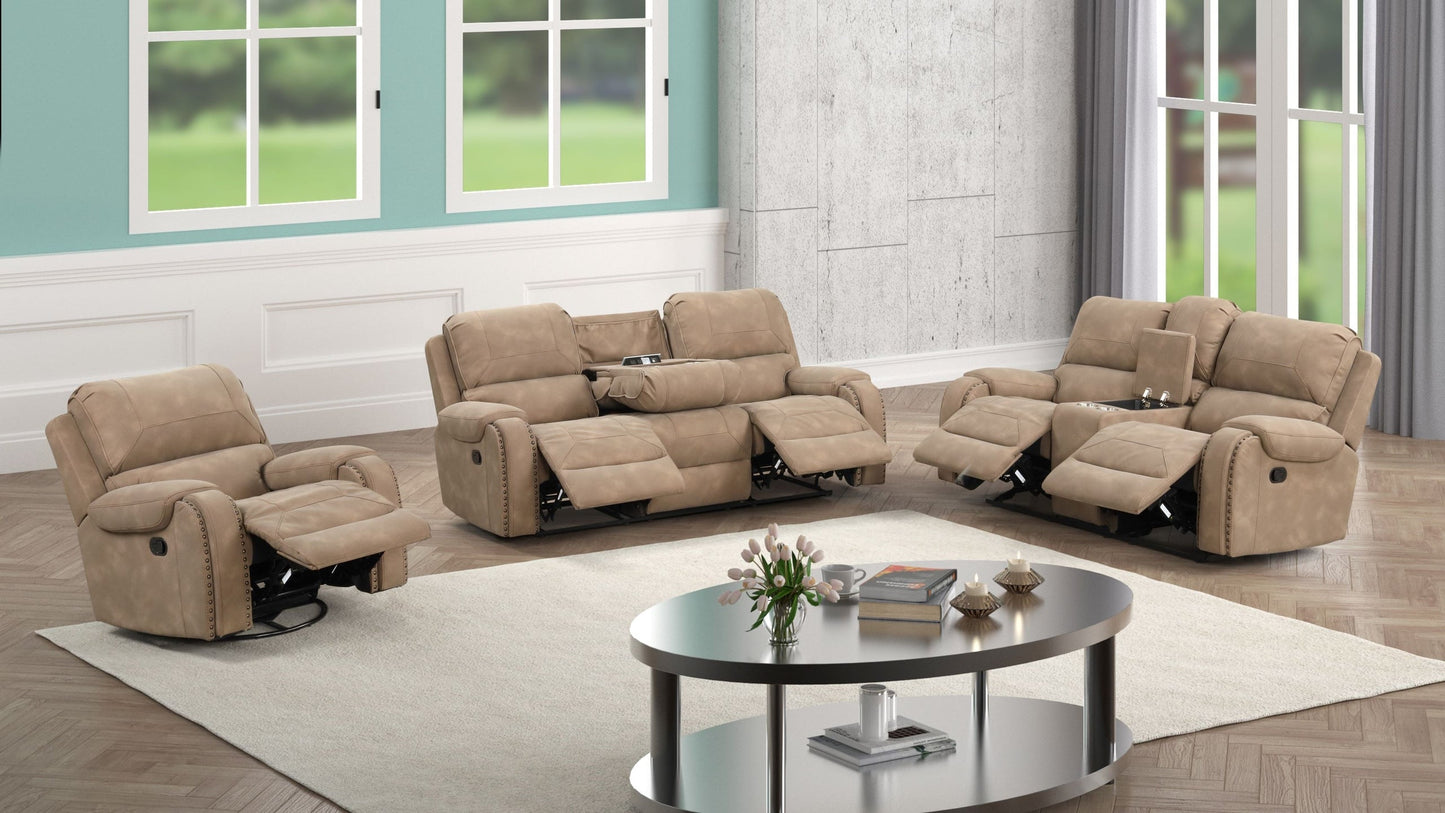 Titan Latte Oversized 3-Piece Reclining Living Room Set