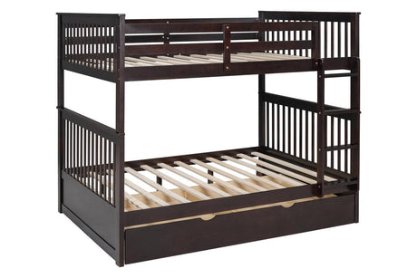 Tower Espresso Full/Full Bunk Bed w/Twin Trundle by Happy Homes at Eve Furniture