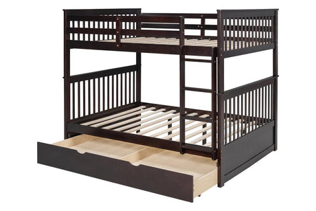 Tower Espresso Full/Full Bunk Bed w/Twin Trundle by Happy Homes at Eve Furniture