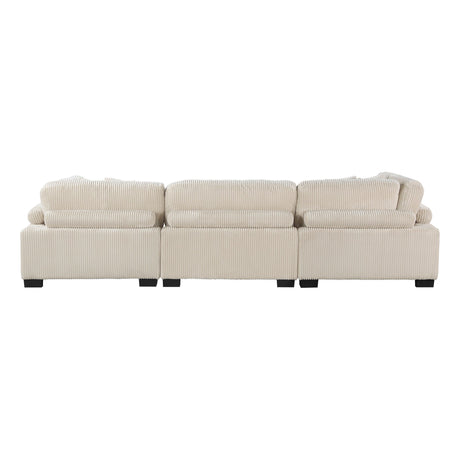 Traverse Beige Corduroy 4-Piece Modular Sectional with Ottoman by Homelegance at Eve Furniture