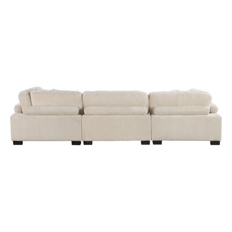 Traverse Beige Corduroy 4-Piece Modular Sectional with Ottoman by Homelegance at Eve Furniture