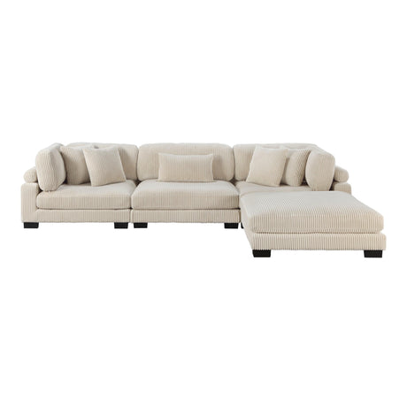 Traverse Beige Corduroy 4-Piece Modular Sectional with Ottoman by Homelegance at Eve Furniture