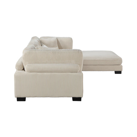 Traverse Beige Corduroy 4-Piece Modular Sectional with Ottoman by Homelegance at Eve Furniture