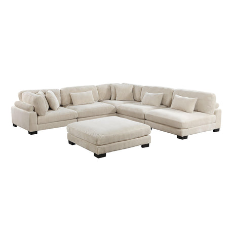 Traverse Beige Corduroy 6-Piece Modular Sectional with Ottoman by Homelegance at Eve Furniture