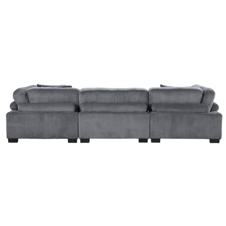 Traverse Gray Corduroy 3-Piece Sofa by Homelegance at Eve Furniture