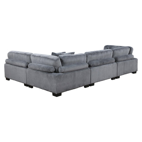 Traverse Gray Corduroy 4-Piece Modular Sectional by Homelegance at Eve Furniture