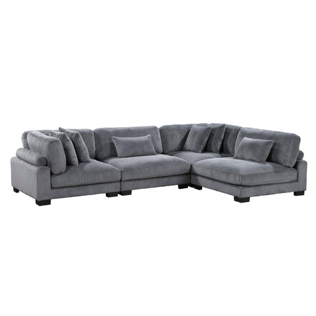 Traverse Gray Corduroy 4-Piece Modular Sectional by Homelegance at Eve Furniture