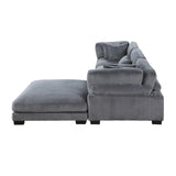 Traverse Gray Corduroy 4-Piece Modular Sectional with Ottoman by Homelegance at Eve Furniture