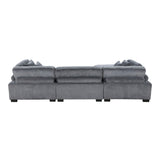 Traverse Gray Corduroy 4-Piece Modular Sectional with Ottoman by Homelegance at Eve Furniture