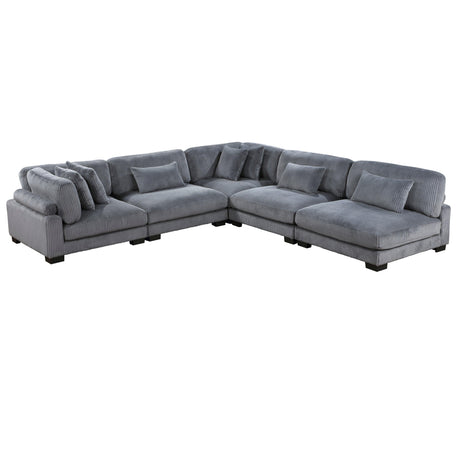Traverse Gray Corduroy 5-Piece Modular Sectional by Homelegance at Eve Furniture