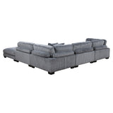 Traverse Gray Corduroy 5-Piece Modular Sectional with Ottoman by Homelegance at Eve Furniture