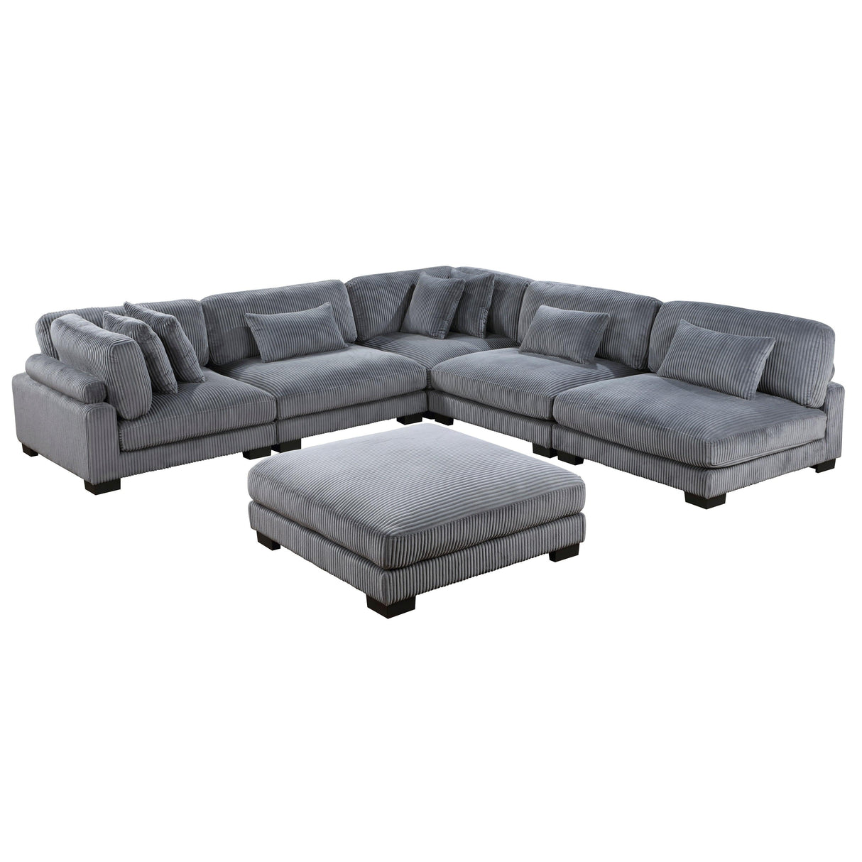 Traverse Gray Corduroy 6-Piece Modular Sectional with Ottoman by Homelegance at Eve Furniture