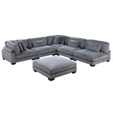 Traverse Gray Corduroy 6-Piece Modular Sectional with Ottoman by Homelegance at Eve Furniture