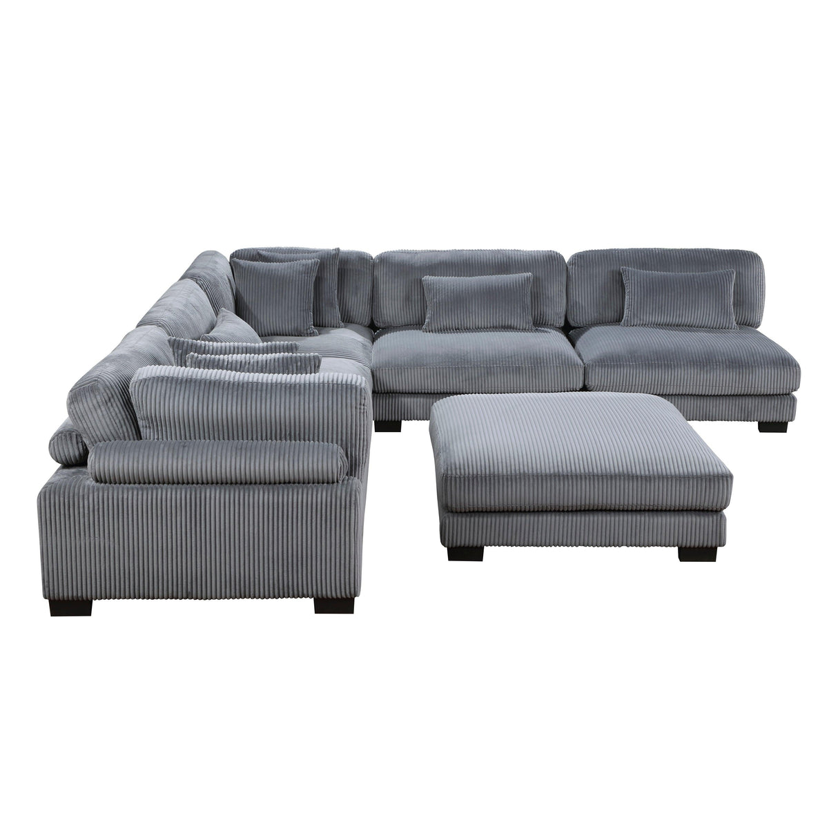 Traverse Gray Corduroy 6-Piece Modular Sectional with Ottoman by Homelegance at Eve Furniture