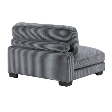 Traverse Gray Corduroy Armless Chair by Homelegance at Eve Furniture