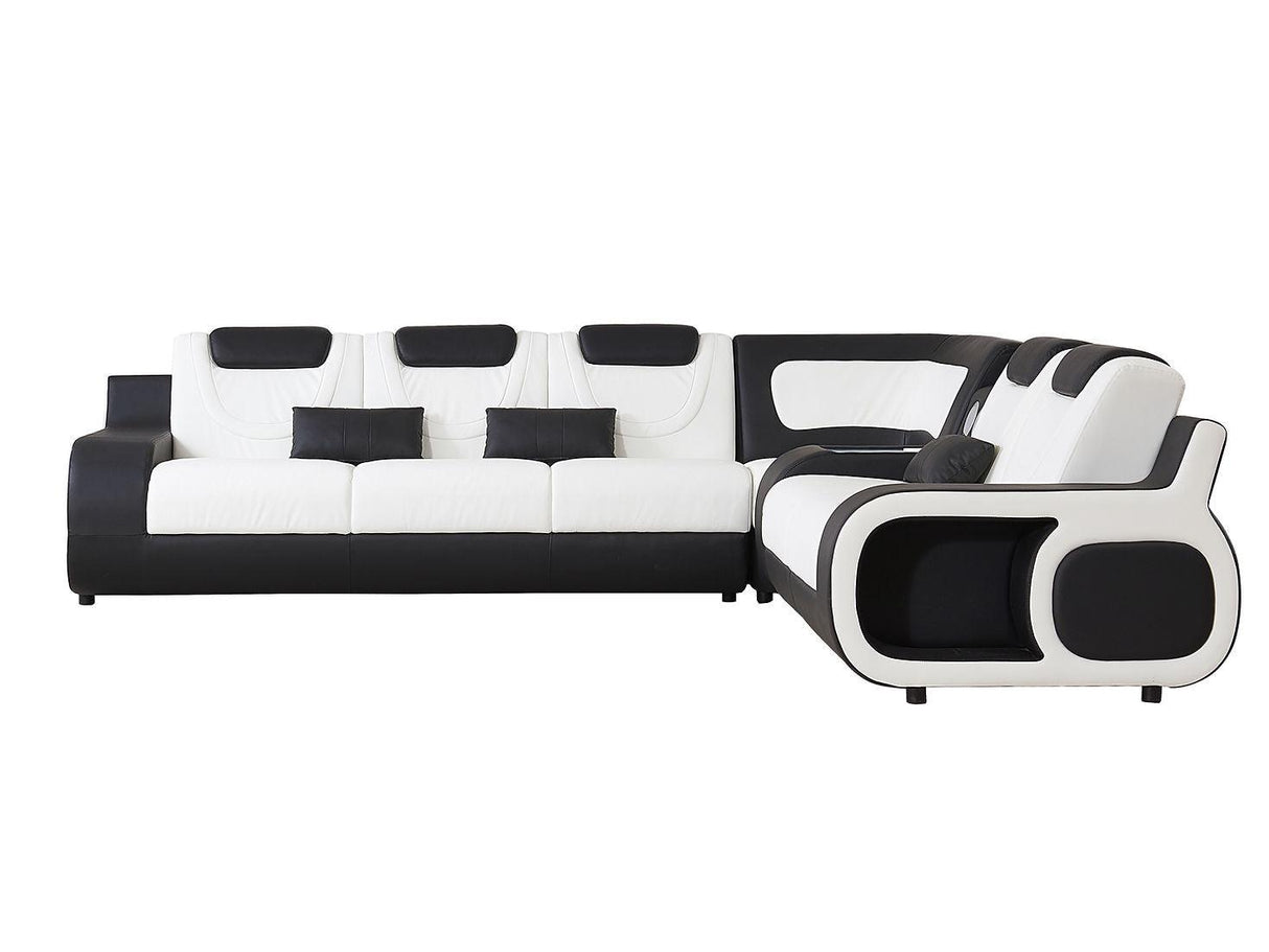 Tron Black/White Italian Leather Right Arm Facing (RAF) Sectional by New Era Innovations at Eve Furniture