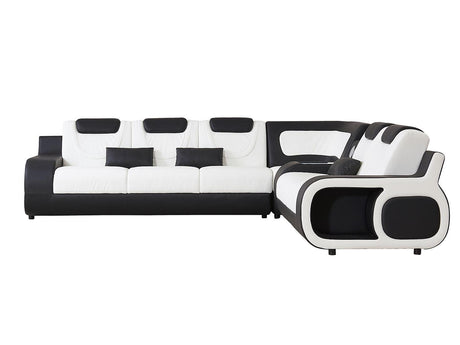Tron Black/White Italian Leather Right Arm Facing (RAF) Sectional by New Era Innovations at Eve Furniture
