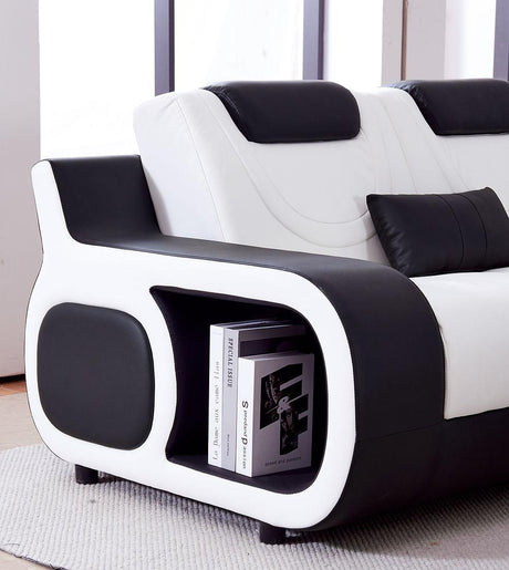 Tron Black/White Italian Leather Right Arm Facing (RAF) Sectional by New Era Innovations at Eve Furniture