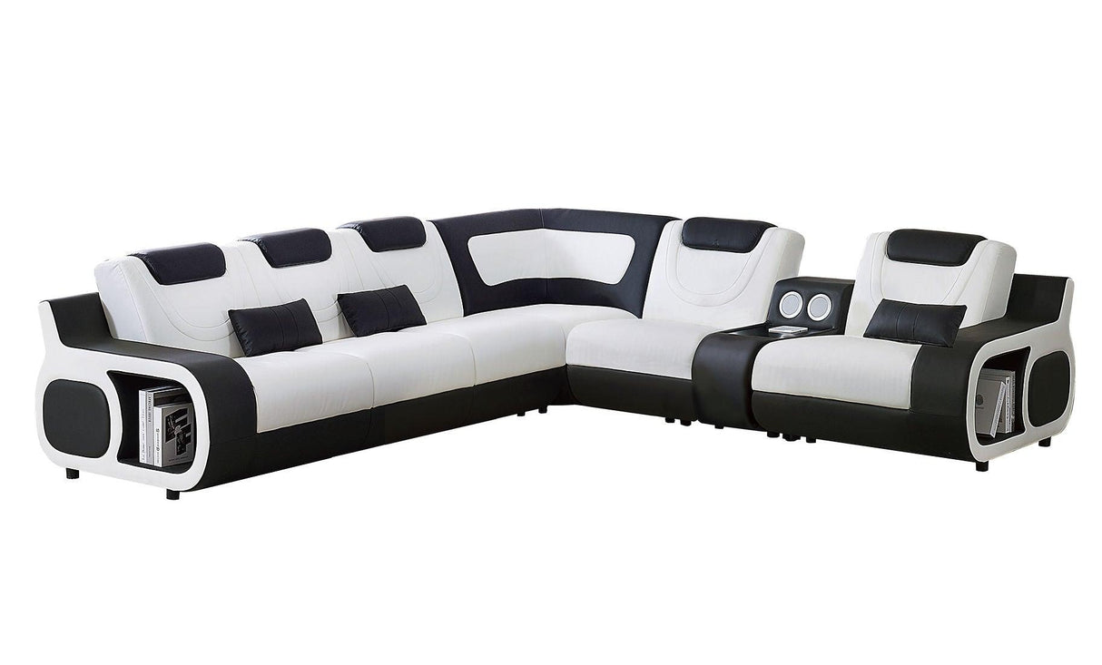 Tron Black/White Italian Leather Right Arm Facing (RAF) Sectional by New Era Innovations at Eve Furniture