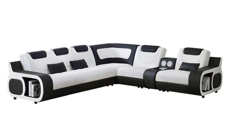 Tron Black/White Italian Leather Right Arm Facing (RAF) Sectional by New Era Innovations at Eve Furniture