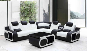 Tron Black/White Italian Leather Right Arm Facing (RAF) Sectional by New Era Innovations at Eve Furniture