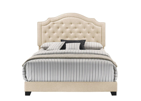 Truva Beige Upholstered King Bed by Homelegance at Eve Furniture