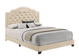 Truva Beige Upholstered King Bed by Homelegance at Eve Furniture