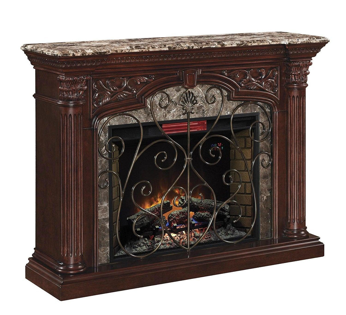 Victoria Brown Marble-Top Fireplace Mantel by Happy Homes at Eve Furniture