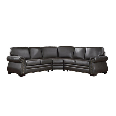 Wareham Dark Brown Leather 3-Piece Sectional by Homelegance at Eve Furniture