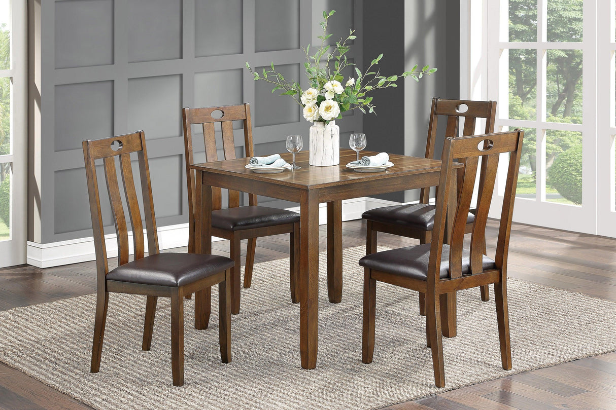 Weston Medium Brown 5-Piece Dining Set by Homelegance at Eve Furniture