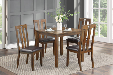 Weston Medium Brown 5-Piece Dining Set by Homelegance at Eve Furniture