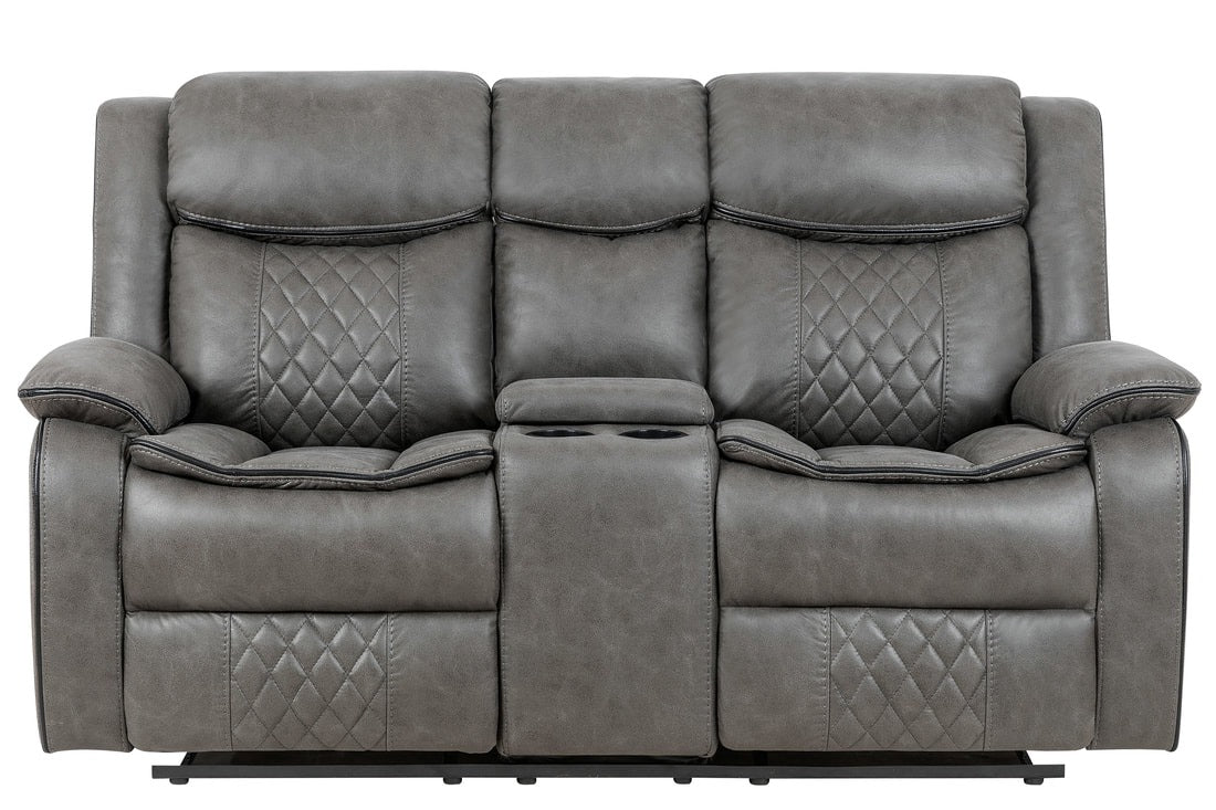 Gray leather reclining sofa