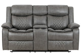 Gray leather reclining sofa