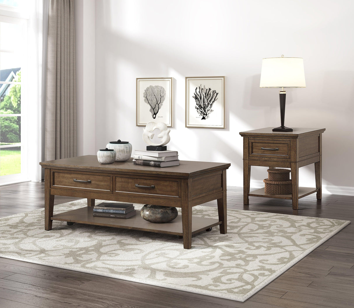 Whitley Walnut End Table by Homelegance at Eve Furniture