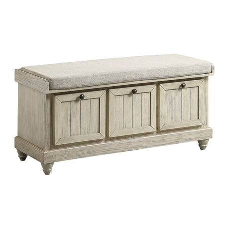 Woodwell Antique White Lift Top Storage Bench by Homelegance at Eve Furniture