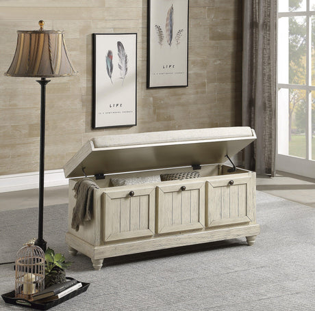 Woodwell Antique White Lift Top Storage Bench by Homelegance at Eve Furniture