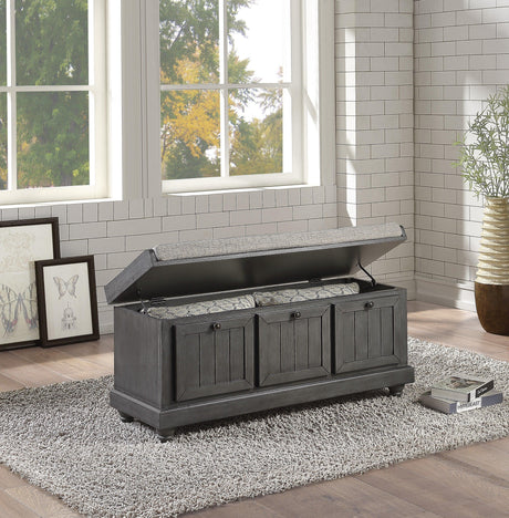 Woodwell Dark Gray Lift Top Storage Bench by Homelegance at Eve Furniture