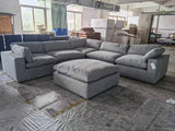 Comfy Gray XL 130" Cloud Sectional with Ottoman