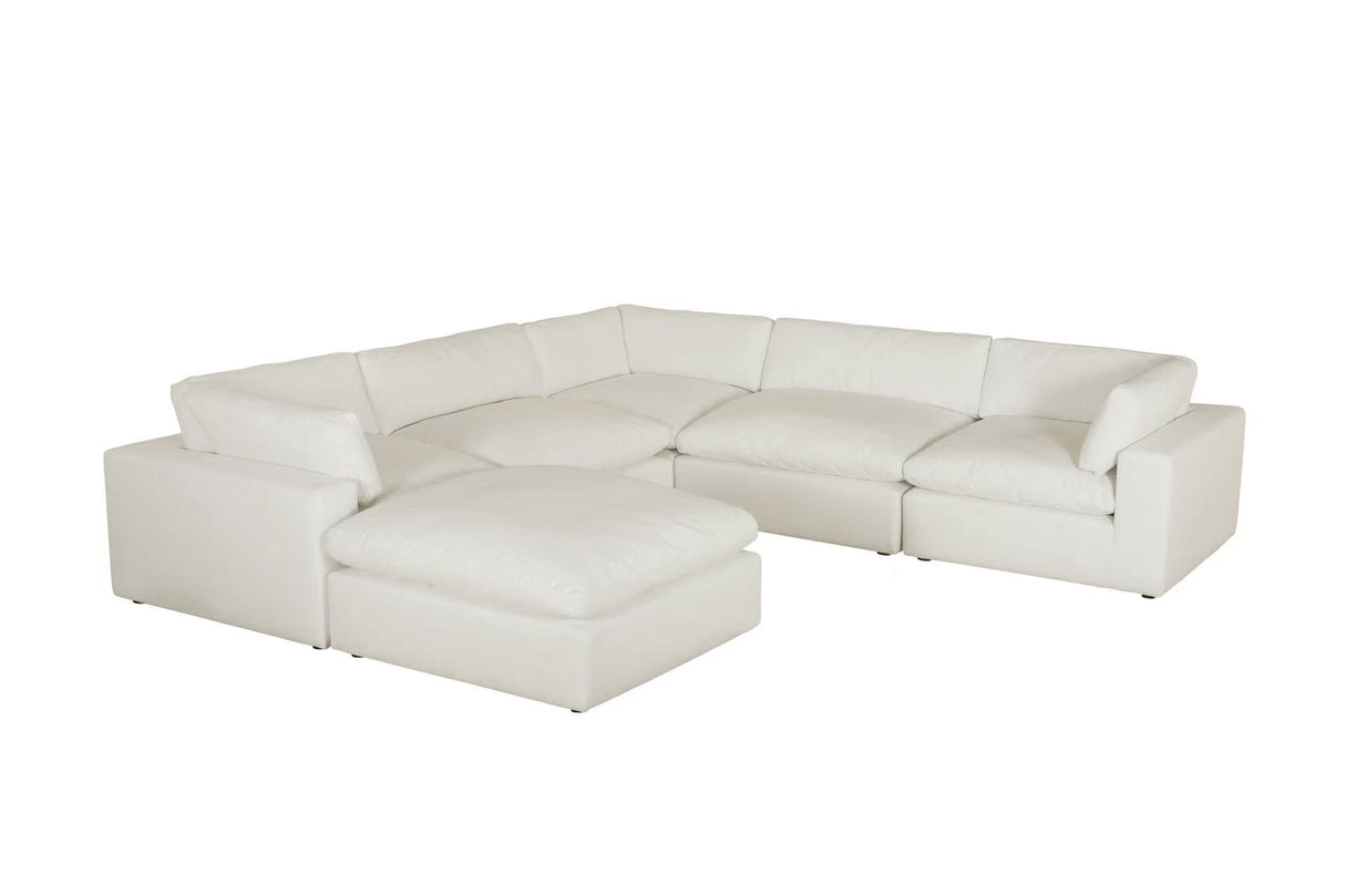 Comfy Sand XL 130" Cloud Sectional with Ottoman